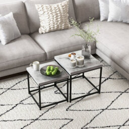 Wyld Haus Keco Set Of 2 Grey Nesting Coffee Tables With 3.5Cm Thick Tabletops, Square Hairpin Legs - thumbnail 8