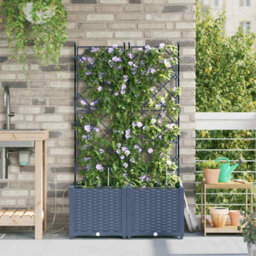Berkfield Garden Planters Grey 80 X 40 X 142 Cm Steel - thumbnail 1