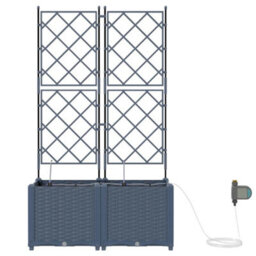 Berkfield Garden Planters Grey 80 X 40 X 142 Cm Steel - thumbnail 5