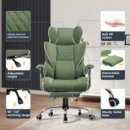 Gtplayer Gaming Chair, Executive Office Desk Chair With Footrest Ergonomic Heavy Duty Lumbar Support Computer Chairs, Green - thumbnail 5