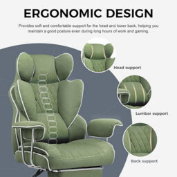 Gtplayer Gaming Chair, Executive Office Desk Chair With Footrest Ergonomic Heavy Duty Lumbar Support Computer Chairs, Green - thumbnail 3
