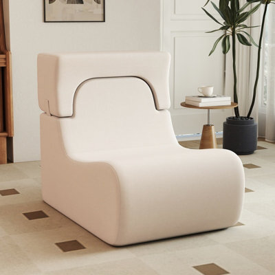 Costway Floor Chair For Adults Lazy Sofa With Detachable Headrest Cozy Reading Chair-Beige - image 1