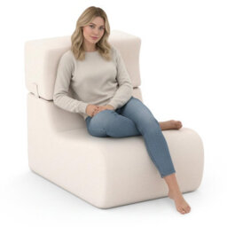 Costway Floor Chair For Adults Lazy Sofa With Detachable Headrest Cozy Reading Chair-Beige - thumbnail 3