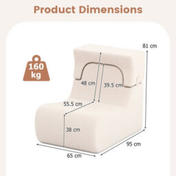 Costway Floor Chair For Adults Lazy Sofa With Detachable Headrest Cozy Reading Chair-Beige - thumbnail 2