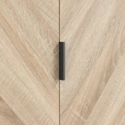 Wyld Haus Skerries 2-Door Chevron Wardrobe With Oak Drawer Panels Matt White - thumbnail 3