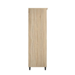 Wyld Haus Skerries 2-Door Chevron Wardrobe With Oak Drawer Panels Matt White - thumbnail 6