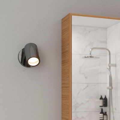 GoodHome Tellot Gloss Silver Chrome Effect Bathroom Wall Light - image 1