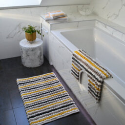 Allure Bath Fashions Chunky Bobble Striped Two Piece Bath Mat Set - Mustard - thumbnail 2