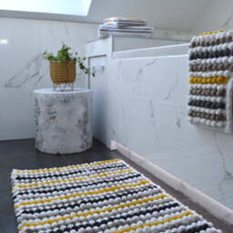 Allure Bath Fashions Chunky Bobble Striped Two Piece Bath Mat Set - Mustard - thumbnail 3