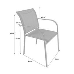 Sweeek - Set Of 2 Milena Garden Chairs In Anthracite Aluminium And Textilene 62 X 55 X 84 Cm - thumbnail 6