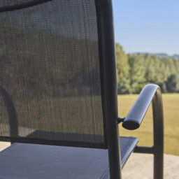 Sweeek - Set Of 2 Milena Garden Chairs In Anthracite Aluminium And Textilene 62 X 55 X 84 Cm - thumbnail 3