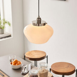 Luminosa Lighting Luminosa Camberley Dome Pendant Ceiling Light Bright Nickel Plate, Opal Glass, 1X E27 - thumbnail 5