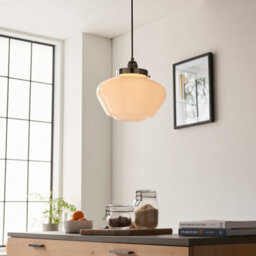 Luminosa Lighting Luminosa Camberley Dome Pendant Ceiling Light Bright Nickel Plate, Opal Glass, 1X E27 - thumbnail 2