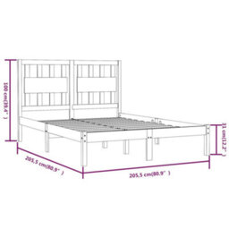 Berkfield Bed Frame Grey Solid Wood Pine 200X200 Cm - thumbnail 6