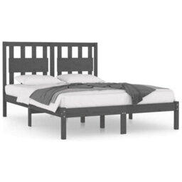Berkfield Bed Frame Grey Solid Wood Pine 200X200 Cm - thumbnail 2