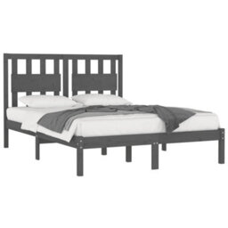 Berkfield Bed Frame Grey Solid Wood Pine 200X200 Cm - thumbnail 3