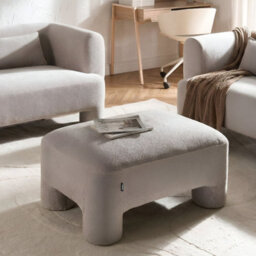 Wyld And Coco Rectangular Ottoman Pouffe In Dark Beige Fabric, Plush Upholstery, W1000 X D700 X H450mm - thumbnail 2