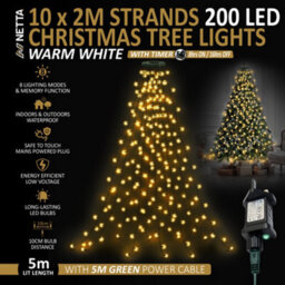 Netta Christmas Tree Lights 2M X 10 Strands 200 Leds Fairy Lights - Warm - thumbnail 3