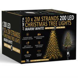 Netta Christmas Tree Lights 2M X 10 Strands 200 Leds Fairy Lights - Warm - thumbnail 2