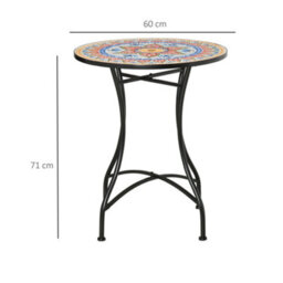 Outsunny 60Cm Mosaic Round Bistro Table Outdoor Garden Side Table, Red - thumbnail 3
