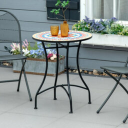 Outsunny 60Cm Mosaic Round Bistro Table Outdoor Garden Side Table, Red - thumbnail 1