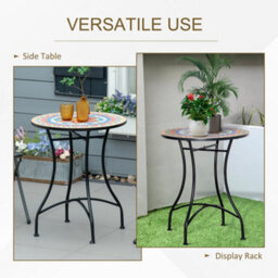 Outsunny 60Cm Mosaic Round Bistro Table Outdoor Garden Side Table, Red - thumbnail 4