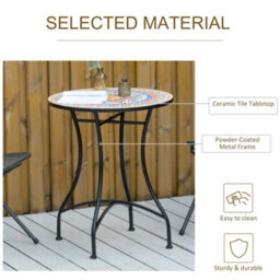 Outsunny 60Cm Mosaic Round Bistro Table Outdoor Garden Side Table, Red - thumbnail 5