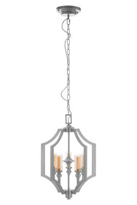 Orsina 5 Bulb Pendant Lamp, Arabesque Design Silver Ceiling Light, Contemporary Iron Hanging Fixture - image 1