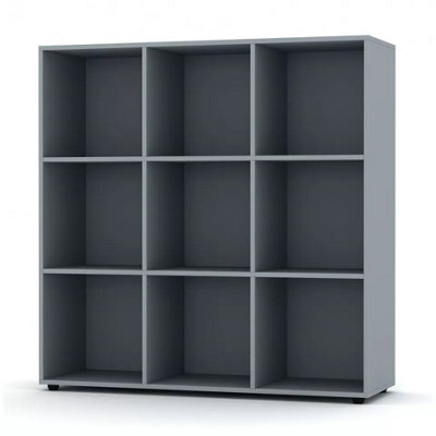 Urbn-Living Urbnliving 9 Cube Grey Wooden Bookcase Shelving Display Shelves Storage Unit Wood Shelf Without Door - image 1