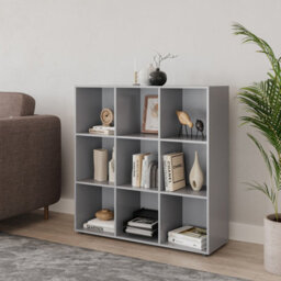 Urbn-Living Urbnliving 9 Cube Grey Wooden Bookcase Shelving Display Shelves Storage Unit Wood Shelf Without Door - thumbnail 2