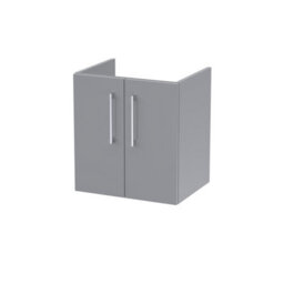 Nuie Hudson Reed Arno Wall Hung Vanity Unit, Durable 2 Soft Close Door Bathroom Sink Vanity Unit With Shelf In  Satin Grey, 500mm - thumbnail 1