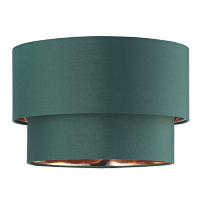 Happy Homewares Modern Forest Green Cotton Double Tier Ceiling Shade With Shiny Copper Inner - image 1