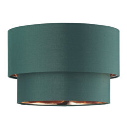 Happy Homewares Modern Forest Green Cotton Double Tier Ceiling Shade With Shiny Copper Inner - thumbnail 1