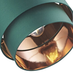 Happy Homewares Modern Forest Green Cotton Double Tier Ceiling Shade With Shiny Copper Inner - thumbnail 3