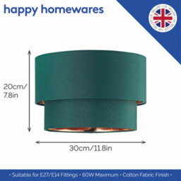 Happy Homewares Modern Forest Green Cotton Double Tier Ceiling Shade With Shiny Copper Inner - thumbnail 6