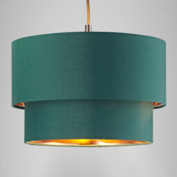 Happy Homewares Modern Forest Green Cotton Double Tier Ceiling Shade With Shiny Copper Inner - thumbnail 5