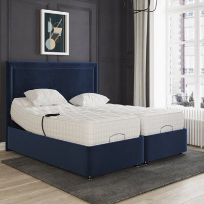 Hampton Electric Adjustable Bed Upholstered Velvet Fabric 6Ft Pocket Sprung Mattress - image 1