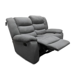 Furnishings For Less UK Manhattan Grey 2 Seater Fabric Reclining Sofa Recliner - thumbnail 3