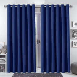 Bedlooms Navy Blackout Curtains Living Room Bedroom Thermal Insulated Curtain (Pair) 90 X 90 Inches With Tie Backs Two - thumbnail 1