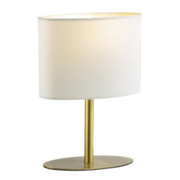 Happy Homewares Modern Designer Oval Table Lamp In Antique Brass With Off-White Fabric Shade - thumbnail 4