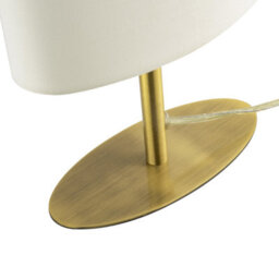 Happy Homewares Modern Designer Oval Table Lamp In Antique Brass With Off-White Fabric Shade - thumbnail 3