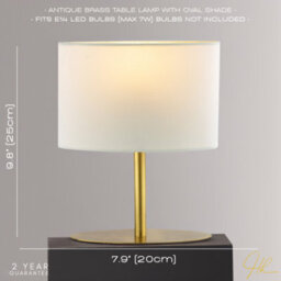 Happy Homewares Modern Designer Oval Table Lamp In Antique Brass With Off-White Fabric Shade - thumbnail 6