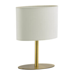 Happy Homewares Modern Designer Oval Table Lamp In Antique Brass With Off-White Fabric Shade - thumbnail 5