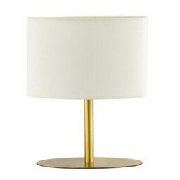 Happy Homewares Modern Designer Oval Table Lamp In Antique Brass With Off-White Fabric Shade - thumbnail 2