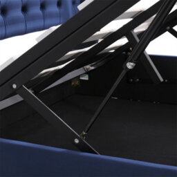 Abrihome Upholstered Storage Bed With Hydraulic Lift, Blue Velvet, 135X190 Cm, No Mattress - thumbnail 3