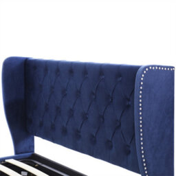 Abrihome Upholstered Storage Bed With Hydraulic Lift, Blue Velvet, 135X190 Cm, No Mattress - thumbnail 6