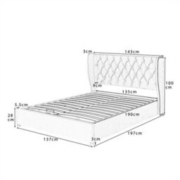 Abrihome Upholstered Storage Bed With Hydraulic Lift, Blue Velvet, 135X190 Cm, No Mattress - thumbnail 8
