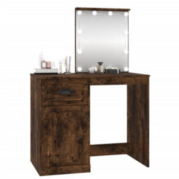 Berkfield Dressing Table With Led Smoked Oak 90X50X132.5 Cm Engineered Wood - thumbnail 4