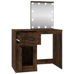 Berkfield Dressing Table With Led Smoked Oak 90X50X132.5 Cm Engineered Wood - thumbnail 7