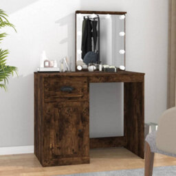 Berkfield Dressing Table With Led Smoked Oak 90X50X132.5 Cm Engineered Wood - thumbnail 1